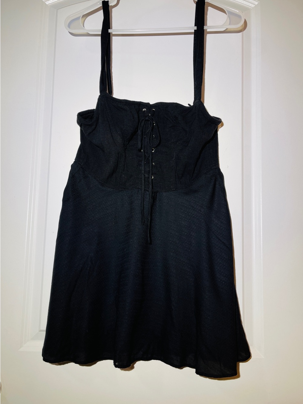Free People Black Lace-Up Corset Mini Dress